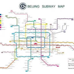 Mapa metra w Pekinie pokazuje skomplikowaną sieć linii, które łączą kluczowe punkty miasta.
